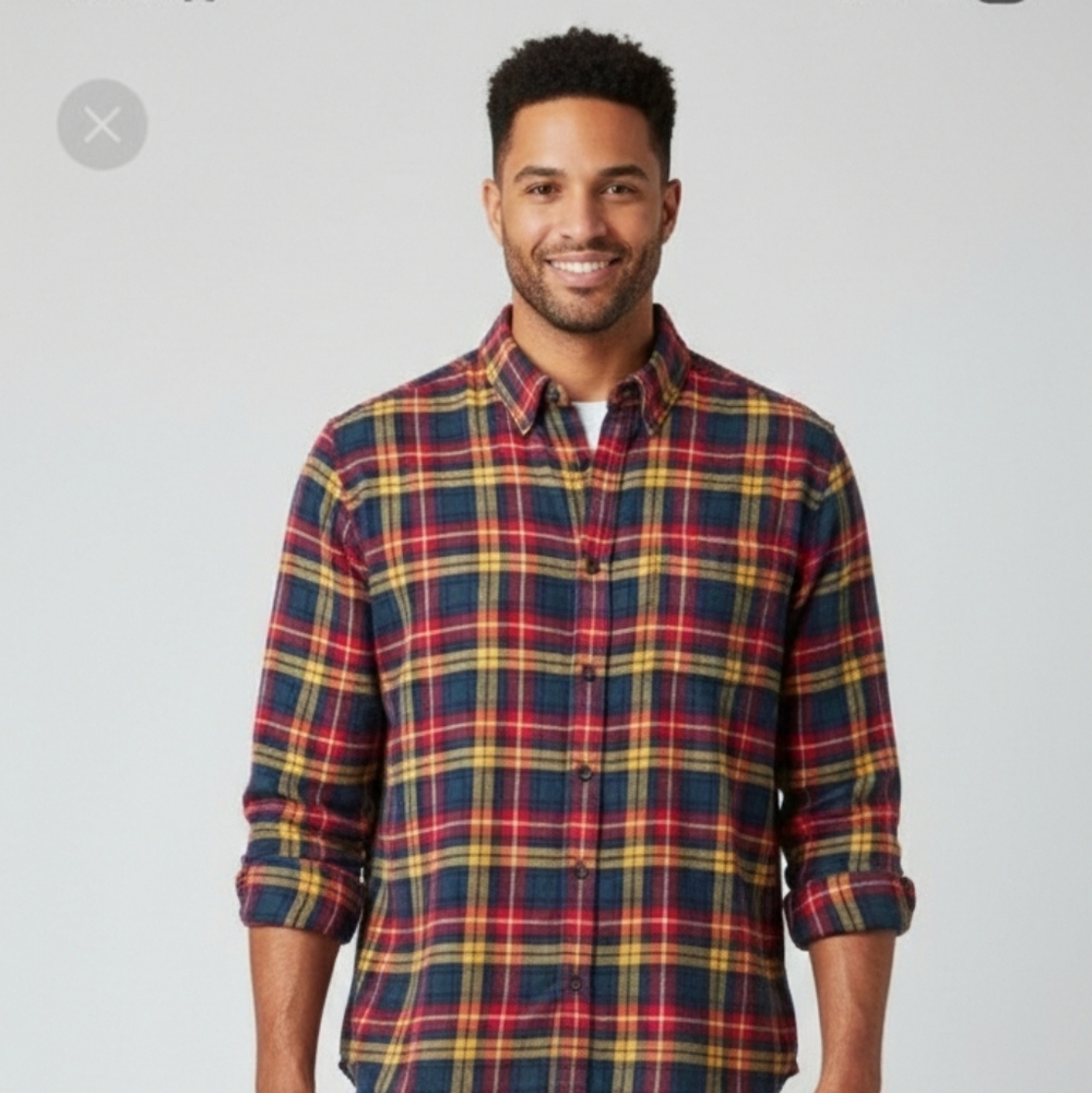 Croft & Barrow Madras Flannel Button Up Shirt Mens Size XL - Picture 1 of 4